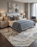 Modern Abstract Beige And Gray Hand Loom 8x10 Wool Rug