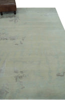 Modern Abstract Beige and Silver Hand loom 5x8 wool and Art Silk Area Rug