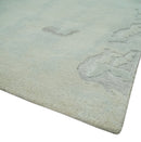 Modern Abstract Beige and Silver Hand loom 5x8 wool and Art Silk Area Rug