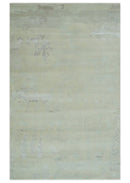 Modern Abstract Beige and Silver Hand loom 5x8 wool and Art Silk Area Rug
