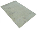 Modern Abstract Beige and Silver Hand loom 5x8 wool and Art Silk Area Rug