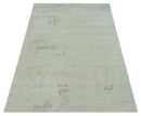 Modern Abstract Beige and Silver Hand loom 5x8 wool and Art Silk Area Rug