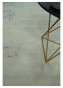 Modern Abstract Beige and Silver Hand loom 5x8 wool and Art Silk Area Rug