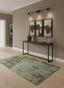 Modern abstract Beige, Olive and Gray 6x9 Hand Knotted Wool and Art Silk Area Rug