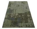 Modern abstract Beige, Olive and Gray 6x9 Hand Knotted Wool and Art Silk Area Rug