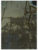 Modern abstract Beige, Olive and Gray 6x9 Hand Knotted Wool and Art Silk Area Rug