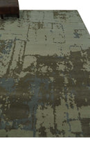 Modern abstract Beige, Olive and Gray 6x9 Hand Knotted Wool and Art Silk Area Rug