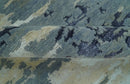 Modern Abstract Blue And Beige Hand Knotted 8x10 Wool And Bamboo Silk Rug