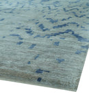 Modern Abstract Blue And Gray Hand Knotted 6x9 Bamboo Silk Area Rug