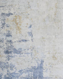 Modern Abstract Design Blue and Ivory Hand Loomed Art Silk Area Rug
