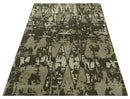 Modern Abstract Brownish - Green and Ivory Hand loom 6x9 wool and Art Silk Area Rug