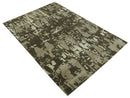 Modern Abstract Brownish - Green and Ivory Hand loom 6x9 wool and Art Silk Area Rug