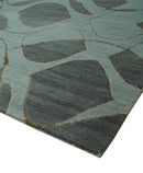 Modern Abstract Charcoal and Gray Hand loom 6x9 Wool and Art Silk Area Rug