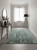 Modern abstract Charcoal and Light Blue Hand knotted 5x8 wool Area Rug
