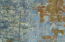 Modern Abstract Design Beige And Blue 8x10 Hand Knotted Wool, Art Silk Rug