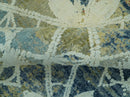Modern Abstract Design Blue And Beige Hand Knotted 8x10 Wool And Real Silk Area Rug