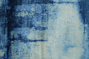Modern Abstract Design Blue And Ivory Hand Knotted 6x9 Bamboo Silk Area Rug