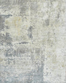 Modern Abstract Gray and Ivory Hand Loom Viscose Area Rug