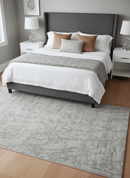 Modern Abstract Gray and Silver Hand knotted 6x9 Viscose Area Rug