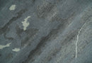Modern Abstract Gray, Charcoal and Ivory Hand knotted 5x7 wool and Art Silk Area Rug
