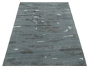 Modern Abstract Gray, Charcoal and Ivory Hand knotted 5x7 wool and Art Silk Area Rug