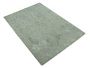 Modern Abstract Gray, Green and Silver Hand loom 4.6x6.6 wool and Art Silk Area Rug