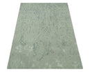 Modern Abstract Gray, Green and Silver Hand loom 4.6x6.6 wool and Art Silk Area Rug