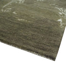 Modern Abstract Green and Silver Hand loom wool and Art Silk Area Rug