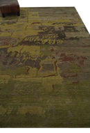 Modern Abstract Green, Olive, Charcoal and Brown Hand knotted 6x9 wool Area Rug
