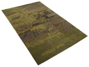 Modern Abstract Green, Olive, Charcoal and Brown Hand knotted 6x9 wool Area Rug