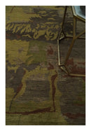 Modern Abstract Green, Olive, Charcoal and Brown Hand knotted 6x9 wool Area Rug