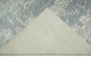 Modern Abstract Handmade 8x10 Beige and Gray Bamboo Silk Area Rug