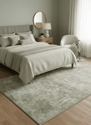 Modern Abstract Ivory, Green and Charcoal 5x8 Hand loom Wool and Viscose Area Rug