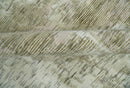 Modern Abstract Ivory, Green and Charcoal 5x8 Hand loom Wool and Viscose Area Rug