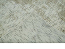 Modern Abstract Ivory, Green and Charcoal 5x8 Hand loom Wool and Viscose Area Rug