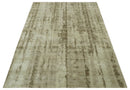 Modern Abstract Ivory, Olive and Beige Hand Knotted 6x9 wool and art silk Area Rug