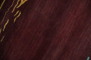 Modern Abstract Maroon, Gold and Aqua Hand loom 5x7 wool and Viscose Area Rug