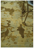 Modern Abstract Olive, Beige and Brown Hand knotted 5x6.6 wool Area Rug