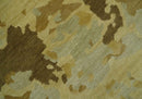 Modern Abstract Olive, Beige and Brown Hand knotted 5x6.6 wool Area Rug