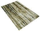 Modern Abstract Olive, ivory and Green Hand Knotted 5x8 wool and Art Silk Area Rug