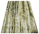 Modern Abstract Olive, ivory and Green Hand Knotted 5x8 wool and Art Silk Area Rug
