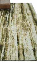 Modern Abstract Olive, ivory and Green Hand Knotted 5x8 wool and Art Silk Area Rug
