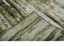 Modern Abstract Olive, ivory and Green Hand Knotted 5x8 wool and Art Silk Area Rug