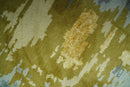 Modern Abstract Olive, Silver, Blue and Charcoal 5x8 Hand Knotted wool Area Rug