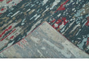 Modern Abstract Ivory and Blue 8x10 Hand Knotted Low Pile Wool Rug