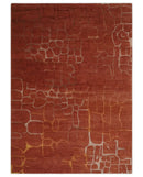Modern Abstract Rust 5x7 Handloom wool and Art Silk Area Rug