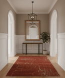 Modern Abstract Rust 5x7 Handloom wool and Art Silk Area Rug