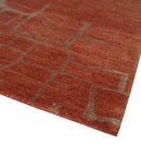 Modern Abstract Rust 5x7 Handloom wool and Art Silk Area Rug