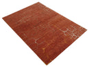 Modern Abstract Rust 5x7 Handloom wool and Art Silk Area Rug