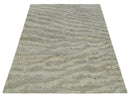 Modern Abstract Silver and Beige Hand knotted 6x9 Art Silk Area Rug